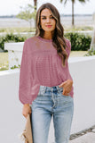 Frill Neck Swiss Dot Puff Sleeve Blouse