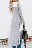 Solid Patchwork Long Striped Cardigan with Pockets