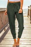 Green Elastic Waist Jogger Pants with Pockets