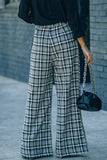 Plaid Tweed Wide Leg Pants