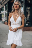 Lace Splicing Criss Cross Lace-up V Neck Cami Dress