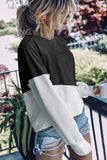 Light Blue Patchwork Dropped Shoulder Sweatshirt