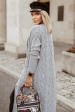 Cable Knit Open Front Long Cardigan