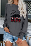 Crew Neck Santa Claus Print Sweatshirt
