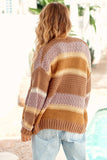 Color Block Knit Drop Shoulder Open Front Sweater