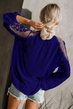 Blue Gray Formal Invitation Lace Blouse