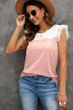 Flutter Shoulder Striped Print Tank Top