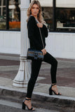 Deep V Contrasted Neckline Knitted Sweater