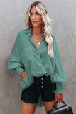 Green Billowy Sleeves Pocketed Shirt