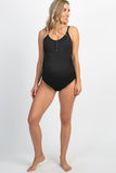 Ribbed Snap Front One-piece Maternity Swimsuit