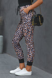 Brown Leopard Cotton Pocketed Joggers