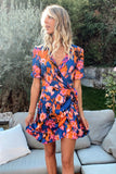 Wrapped Tie-dye Print Ruffled Dress