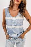 Tie Dyed Buttoned Round Neck Tank Top