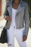 Khaki Zipped Notch Collar Short Jacket