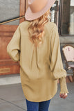 Khaki Billowy Sleeves Pocketed Shirt