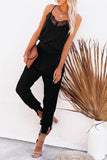 Lace Patchwork Spaghetti Strap Slim-fit Jumpsuit