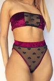 Velvet Love Pattern Bra Brief Set