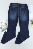 Plus Size Deep Wash Mid-waist Flared Jeans