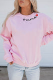 mama Heart Embroidery Decor Sweatshirt