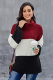 Turtleneck Color Block Pullover Sweater