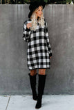 Gingham Balloon Sleeve Sweater Dress