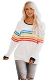 Rainbow Print White Long Sleeve Top
