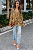 Multicolor Floral Printed Front Tie V Neck Blouse