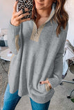 High Neck 1/4 Zip Pocketed Cozy Sweater