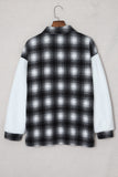 Plaid Patchwork Buttoned Pocket Sherpa Jacket