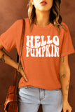 Orange HELLO PUMPKIN Letter Print T Shirt