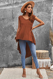 Sleeveless V Neck High Low Asymmetrical Irregular Hem Casual Top