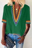 Ethnic Colorblock Short Sleeves Top