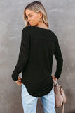 V Neck Long Sleeve Pocket Top