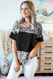Fierce Leopard Print Color Blocking Tee