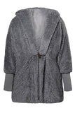 Woolen Fur Horn Button Oversize Jacket