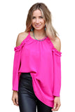 Ruffled Cold Shoulder Long Sleeve Top
