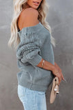Solid Off Shoulder Knit Pullover Sweater