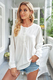 Button V Neck Single-Breasted Blouse