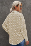 Swiss Dot Buttoned Pocket Long Sleeve Shirt