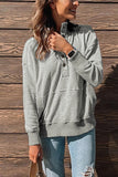 Ribbed Trim Snap Buttons Front Casual Sweatshirt