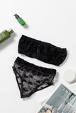 Velvet Love Pattern Bra Brief Set