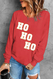 Christmas HO HO HO Graphic Round Neck Sweatshirt