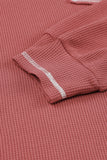 Contrast Stitching Trim Waffle Knit Pullover