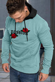 Valentine Love Heart Print Color Block Men's Pullover Hoodie