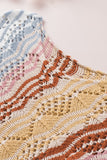 Multicolor Stripe Knit Hollow Out Drop Shoulder Sweater