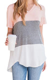 Color Block V Neck T-shirt