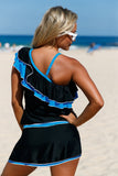 Ruffle Detail One Shoulder Tankini Swimsuit
