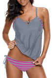 Tankini with Stripes Patchwork