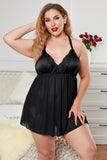 Deep V Neck Plus Size Mesh Babydoll