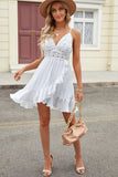 Lace Splicing Criss Cross Lace-up V Neck Cami Dress